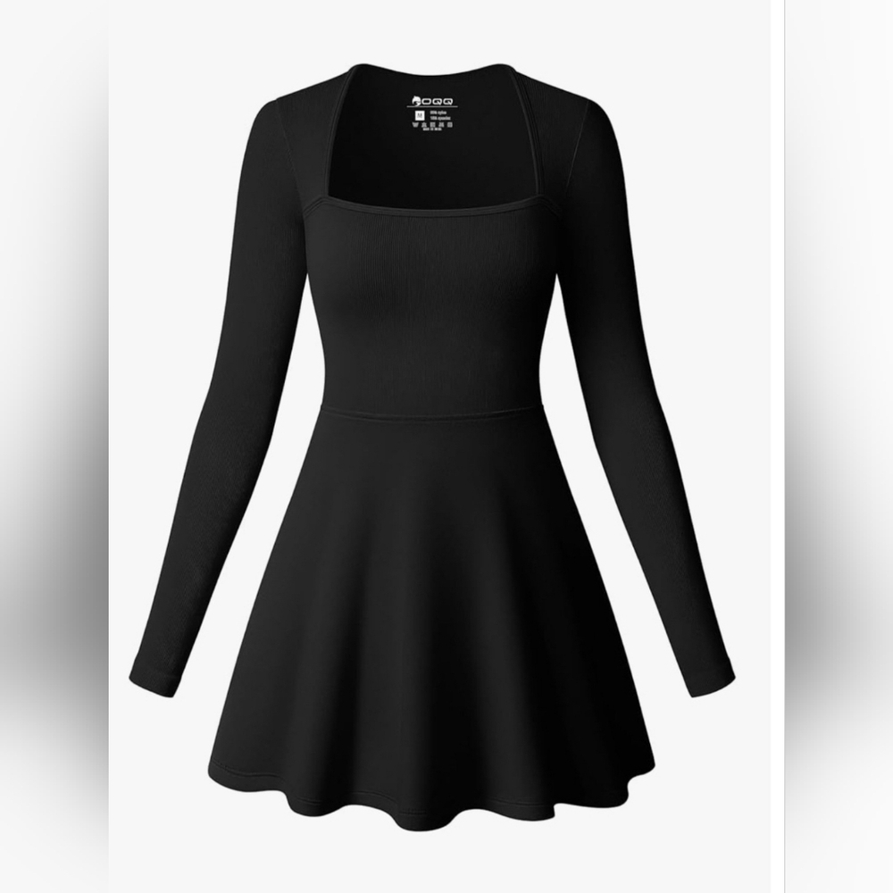 Nwot XL OQQ Women Long Sleeve Dress Square Neck